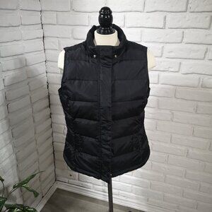 Talbots Ladies Size Medium Snap & Zipper Closure Black Puffy Vest